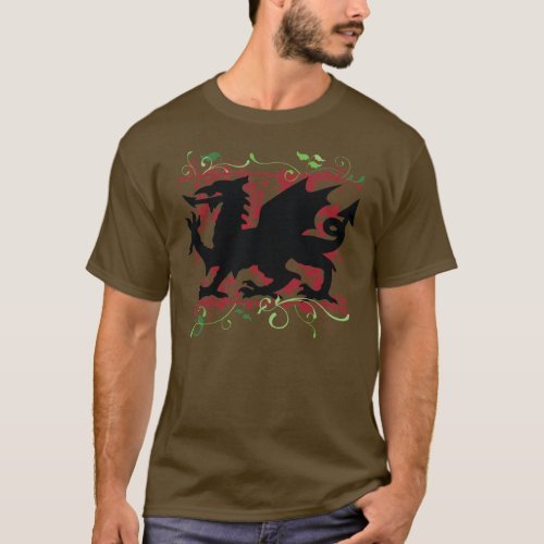 Welsh Dragon Mens Dark T_Shirt