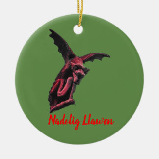 Welsh Dragon Nadolig Llawen bywhacky Ceramic Ornament