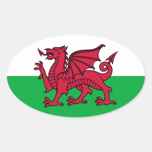 Welsh Dragon Oval Sticker