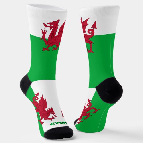 Welsh Dragon Patriotic Cymru Flag Wales Premium Socks