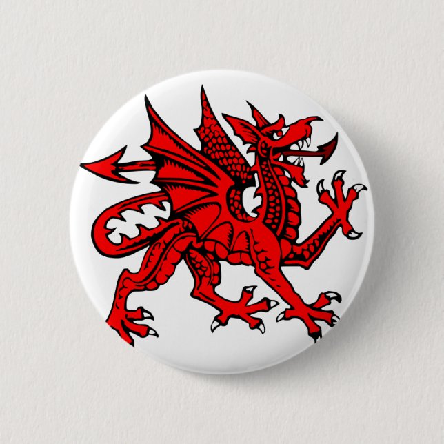 Welsh dragon pinback button (Front)