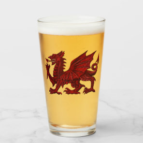 WELSH DRAGON PINT GLASS