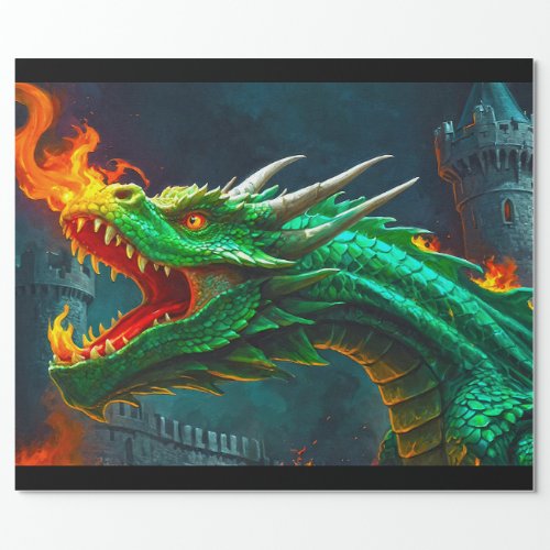 Welsh Dragon Provides Heating for English Castle Wrapping Paper
