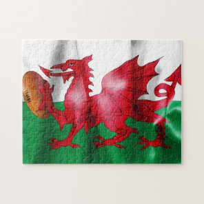 Welsh Dragon Rugby Ball Flag Jigsaw Puzzle