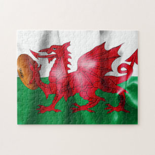 Welsh Dragon Rugby Ball Flag Jigsaw Puzzle