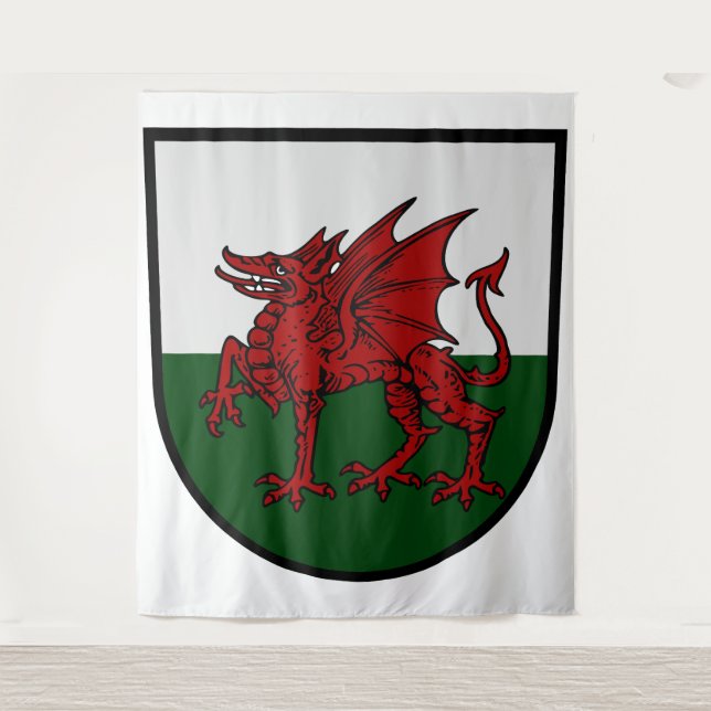Welsh Dragon Shield – Symbol of Strength & Heritag Tapestry (Front)