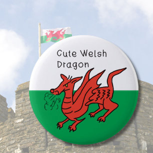 Welsh dragon St Davids day for cute people Wales Button