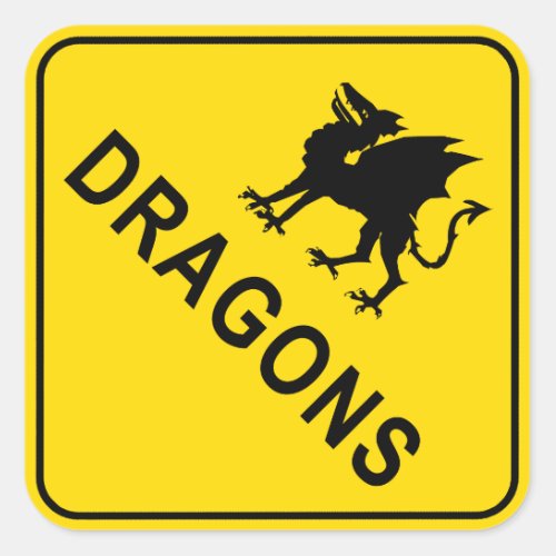 Welsh Dragon Warning Sign  Square Sticker