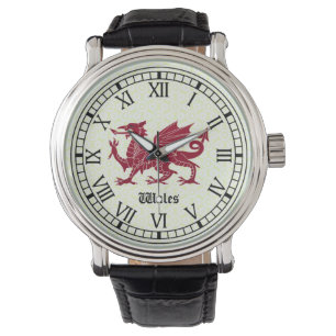 Welsh Dragon Watch - Roman Numerals