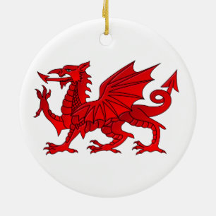 Welsh Dragon With a Bevel Effect Ceramic Ornament