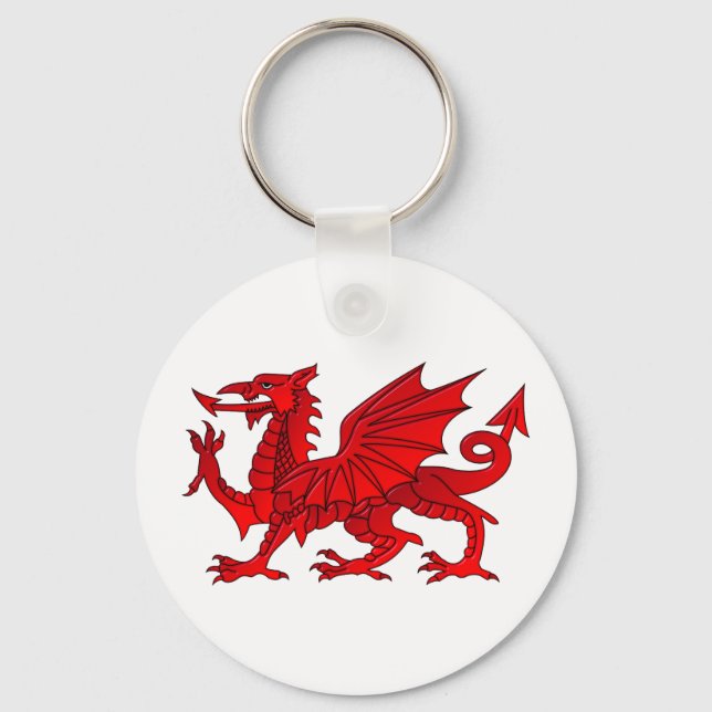 Welsh Dragon With a Bevel Effect Keychain (Front)