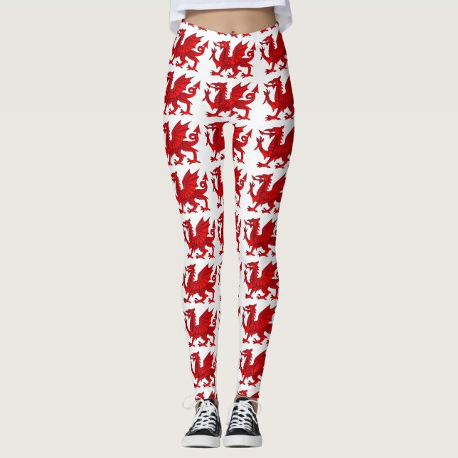 Welsh Dragon With a Bevel Effect Leggings (Front)