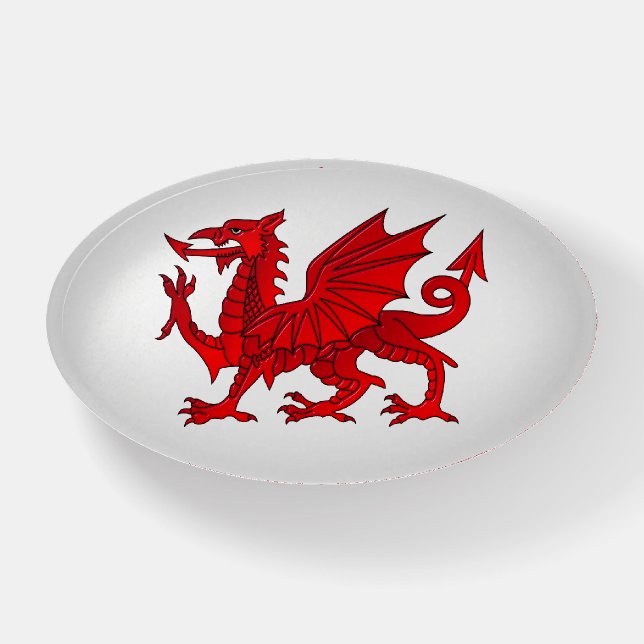 Welsh Dragon With a Bevel Effect Paperweight (Front)