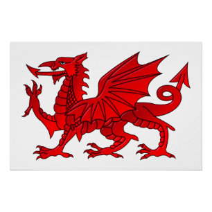 Welsh Dragon With a Bevel Effect Poster