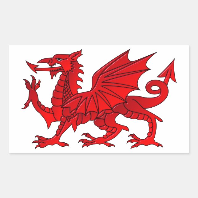 Welsh Dragon With a Bevel Effect Rectangular Sticker (Front)