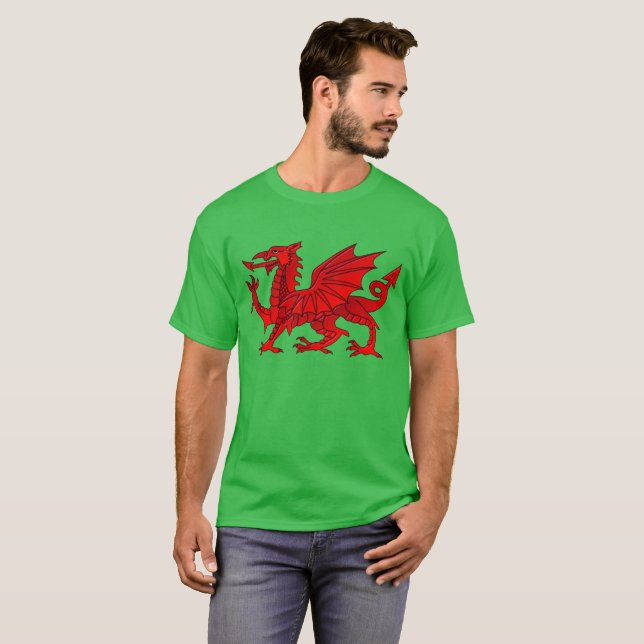 Welsh Dragon With a Bevel Effect T-Shirt (Front Full)