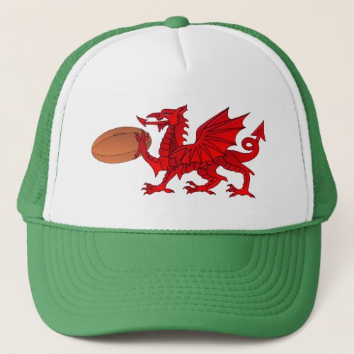 Welsh Dragon With a Rugby Ball Trucker Hat