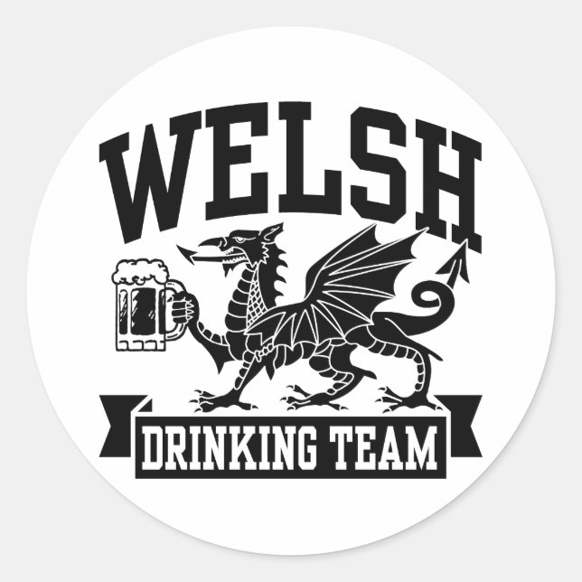 Welsh Drinking Team Classic Round Sticker (Front)