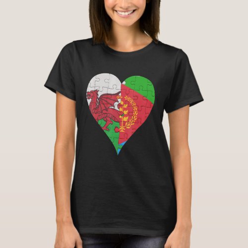 Welsh Eritrean Flag Heart T_Shirt