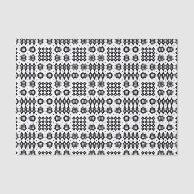 Welsh Faux Tapestry Black and White Tissue Paper (Front)