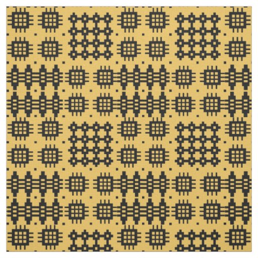 Welsh Faux Tapestry Black, Yellow Pattern Fabric