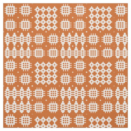 Welsh Faux Tapestry Brick Red on White Pattern Fabric