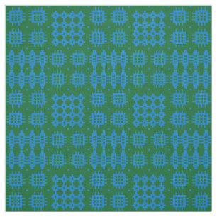 Welsh Faux Tapestry Bright Blue on Green Pattern Fabric