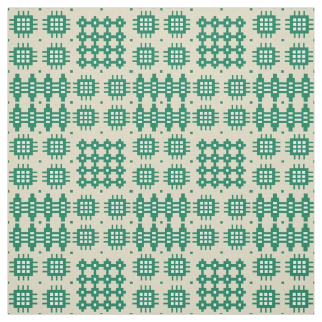 Welsh Faux Tapestry Dark Green on Taupe Pattern Fabric (Swatch)