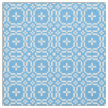 Welsh Faux Tapestry White on Sky Blue Pattern Fabric