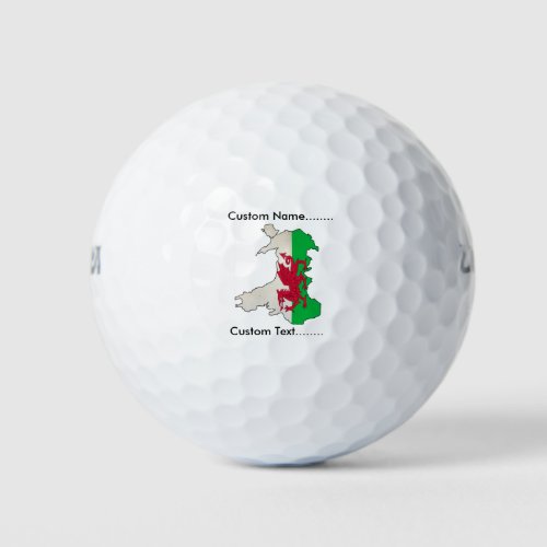 Welsh Flag and Map on a Golf Ball Golf Balls