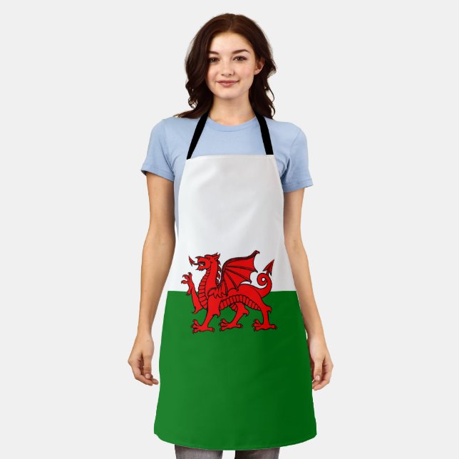 Welsh flag apron (Worn)