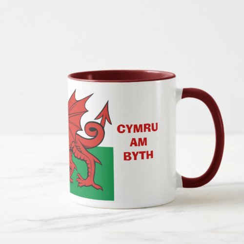 Welsh flag Cymru am byth   The red dragon Mug