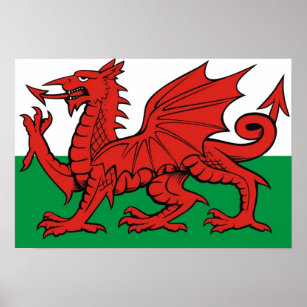 Welsh flag, "Cymru am byth",   The red dragon Poster