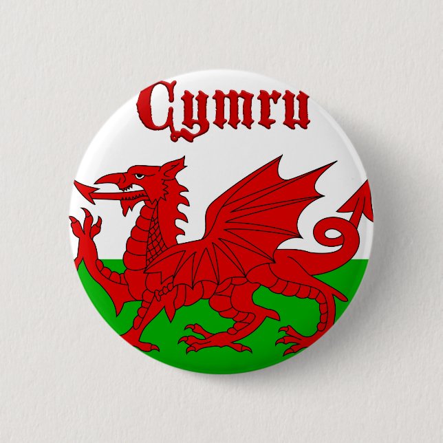 Welsh Flag Cymru Button (Front)
