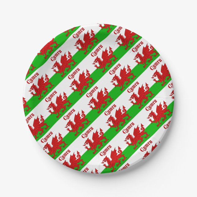 Welsh Flag Cymru Paper Plates (Front)