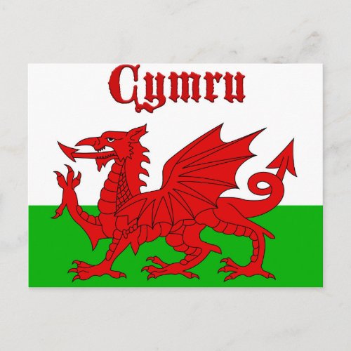 Welsh Flag Cymru Postcard