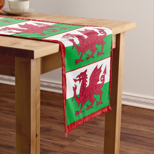 Welsh Flag  Cymru Sports fan house decor  Wales Short Table Runner