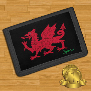 Welsh flag, dragon emblem, Wales fashion Tri-fold Wallet