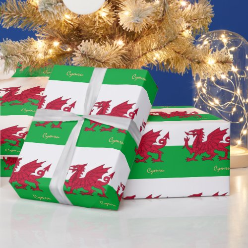 Welsh Flag Dragon  Wales gifts Cymru sports fan Wrapping Paper