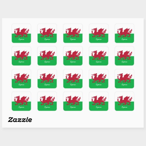 Welsh flag Emblem  Wales holiday  sports Square Sticker