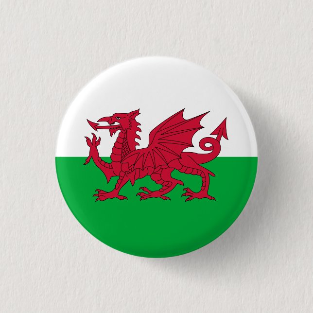Welsh Flag, Flag of Wales Button (Front)