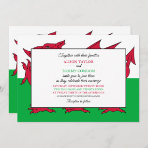 Welsh Flag, Flag of Wales Wedding Invitation