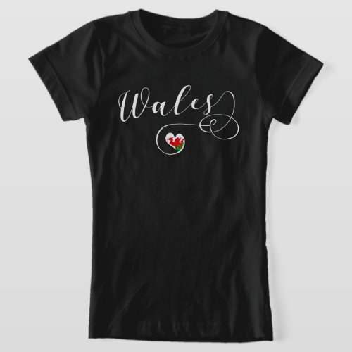 Welsh Flag In Heart Wales T_Shirt