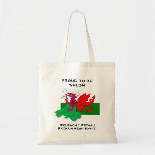 Welsh Flag of Wales PROUD TO BE WELSH Tote Bag