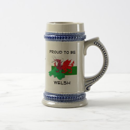 Welsh FLAG OF WALES Red Dragon Beer Stein