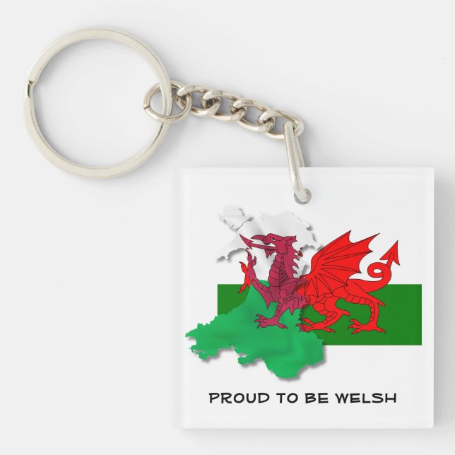 Welsh FLAG OF WALES Red Dragon  Keychain (Front)