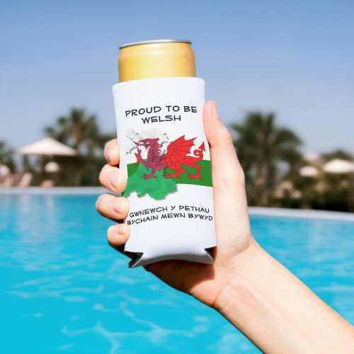 Welsh FLAG OF WALES Red Dragon St David Quote Seltzer Can Cooler