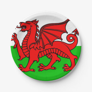Welsh flag paper plates
