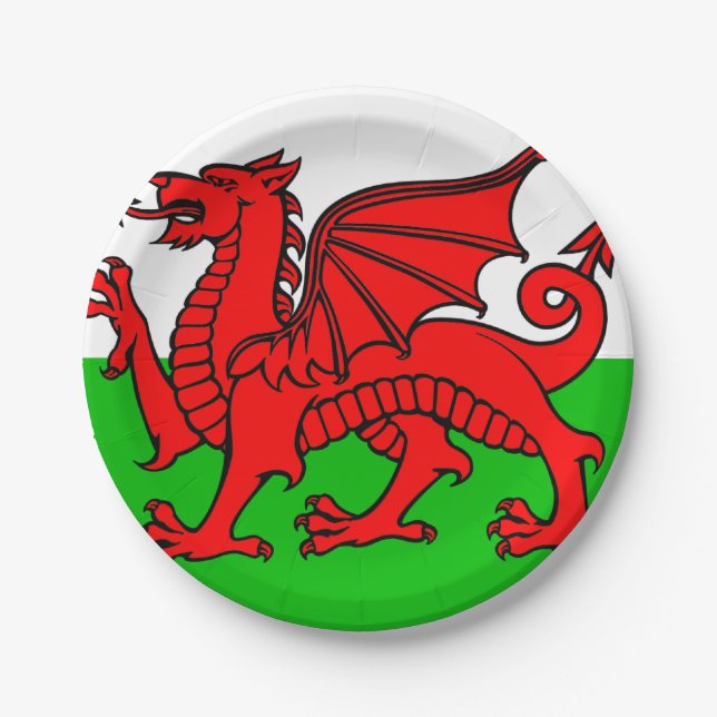 Welsh flag paper plates (Front)
