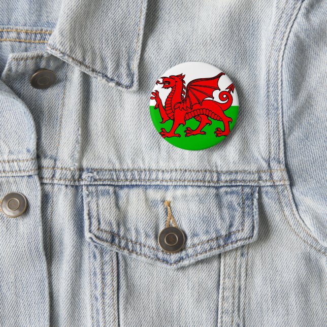 Welsh flag pinback button (In Situ)